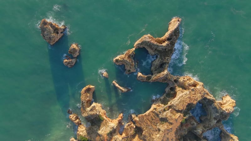 Aerial view of beautiful cliff formations in Lagos