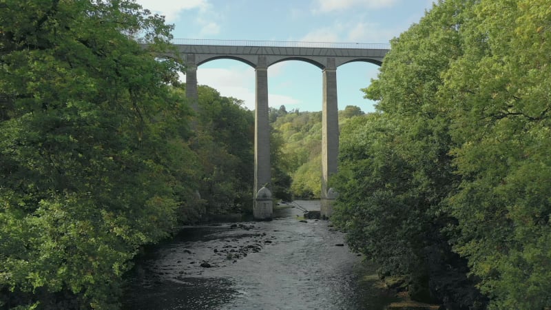 Pontcysyllte Aqueduct and River in Wales Aerial View