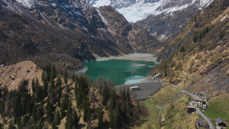 Aerial View of Crater Lake and Surrounding Scenery in Piemont Region