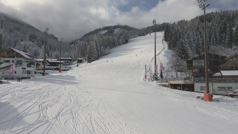 Aerial View of Ski Slope in Flachau, Austria