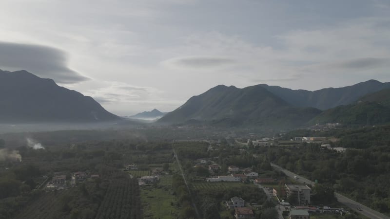 Aerial view of San Michele di Serino, Avellino, Irpinia, Campania, Italy.