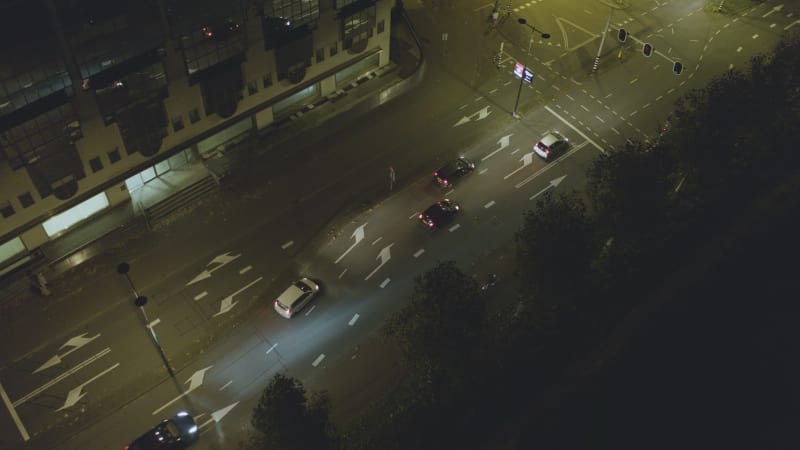 Cars Stopping at a Traffic Light in Utrecht, Netherlands