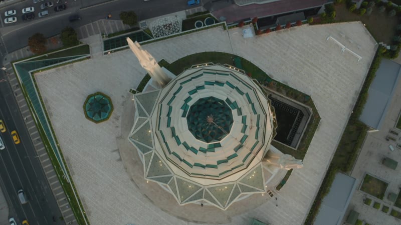 Marmara University Mosque Futuristic Building in Istanbul from Aerial Birds Eye View perspective