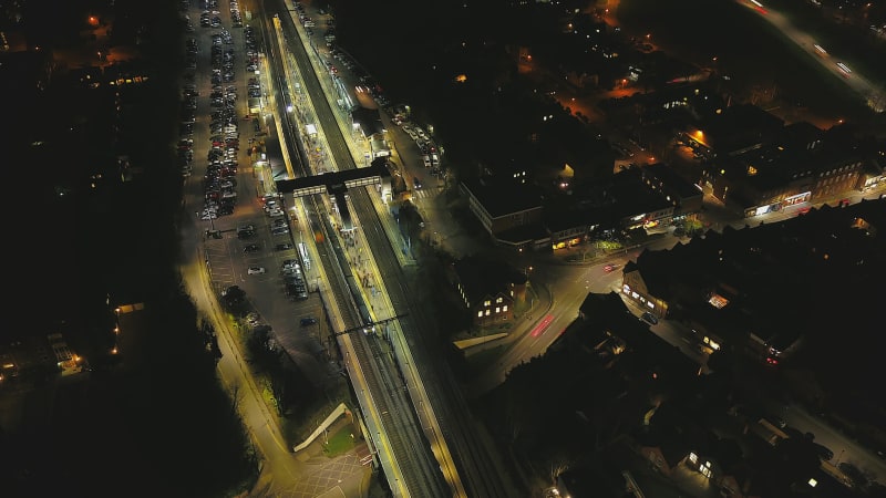 Commuters During Rush Hour Leaving a Train Station