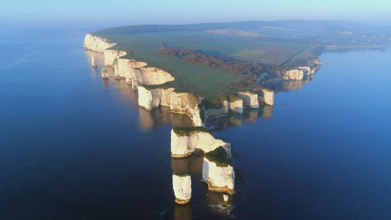 Old Harry Rocks on the Jurassic Coast in England from the Air