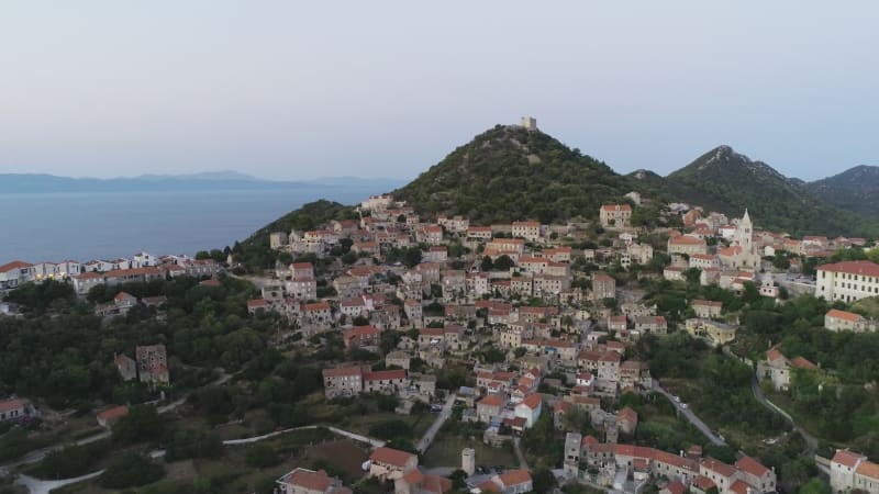 Aerial view of Lastovo, Dubrovnik province, Croatia.