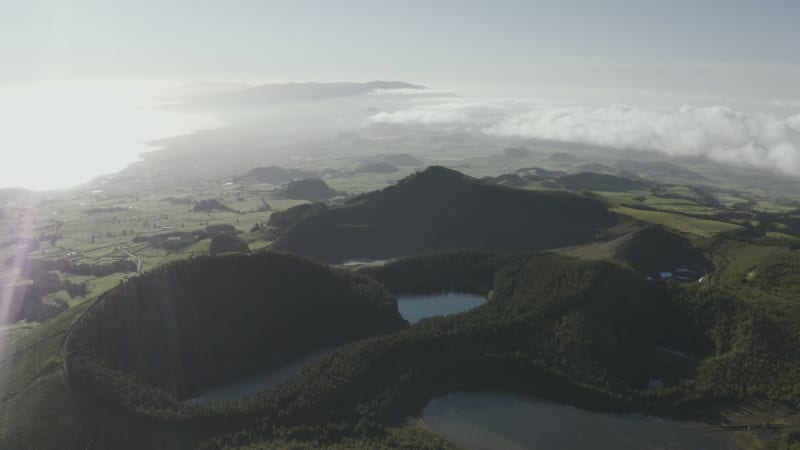 Aerial view of Lagoa das Eguas, Azores, Portugal.