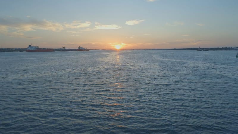 Sunset Flying Low Towards Southampton Docks
