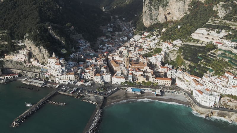 Aerial view of Amalfi, Salerno, Italy.