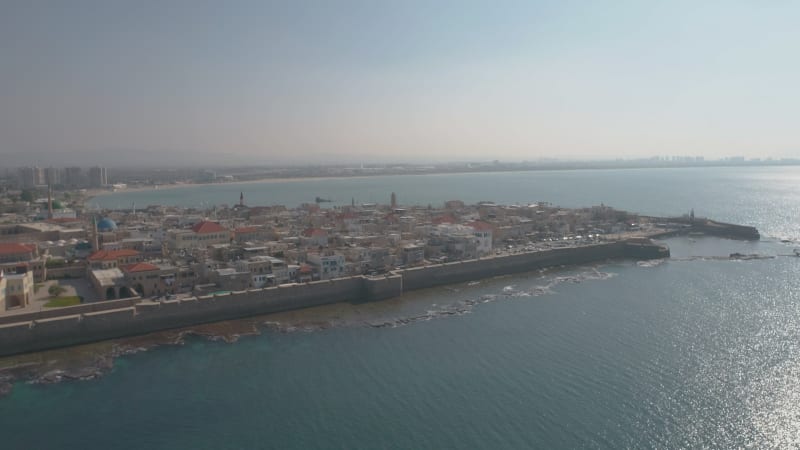 Aerial view of view Old City of Acre, Acre, Israel.