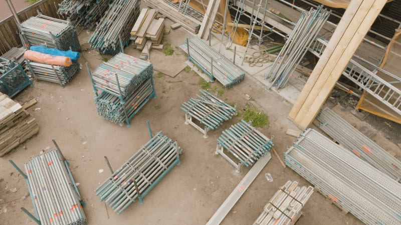 Capturing an Aerial View of Construction Site Materials