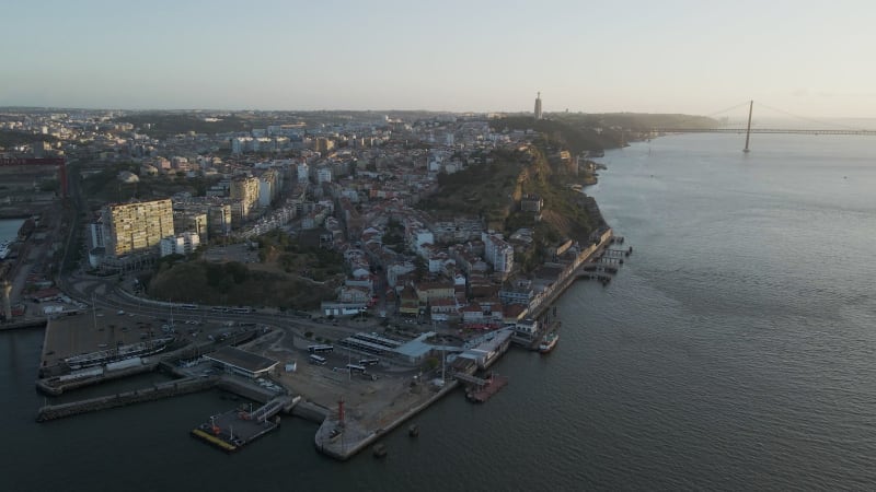 Aerial view of Cacilhas, a little fishermen town in Almada, Portugal.