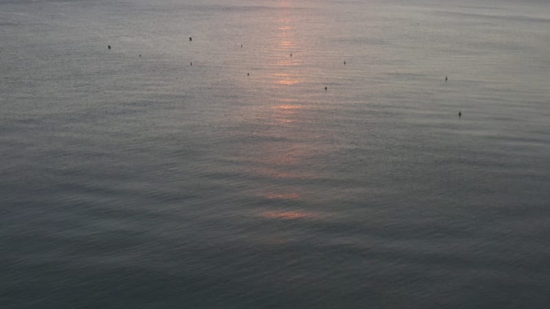 Over Ocean with Waves into Sunset on Tropical Island Mallorca, Spain on Sunny Day Vacation, Travel, Sunny