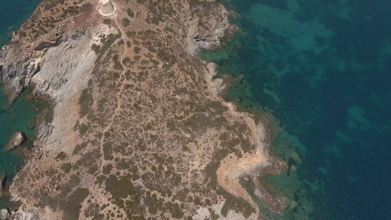 Aerial view of the rocky coast in Sardinia