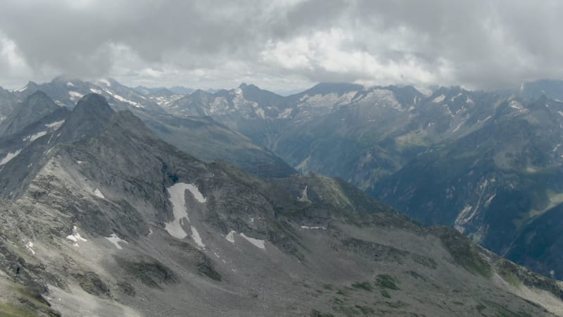 Aerial view of Alps near Zillertal in Austria.