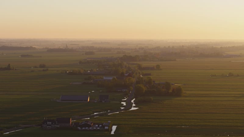 Krimpenerwaard Agricultural Fields and Housing during Golden Hour