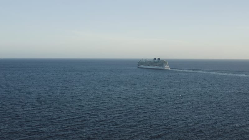 Cruise Ship Sailing in Open Waters near Willemstad, Curacao