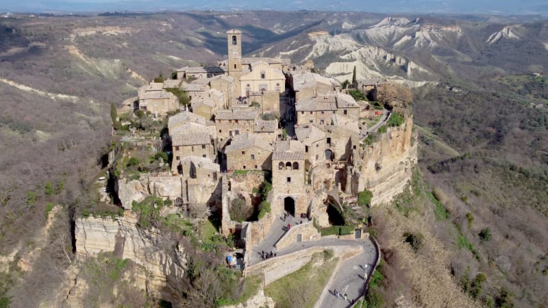 Aerial view of Civita di Bagnoregio, Lazio, Italy.