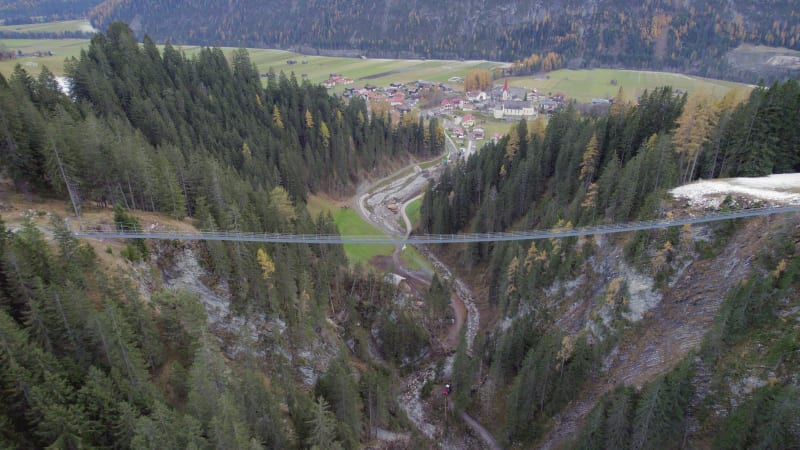 Pedestrian Bridge Crossing a Valley in Switzerland