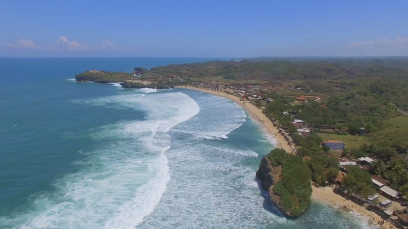 Aerial view of tropical beach on the Java sea.