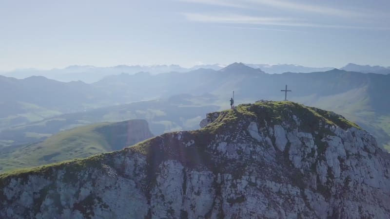 Aerial View of Classic Swiss Mountain Range in Luzern.