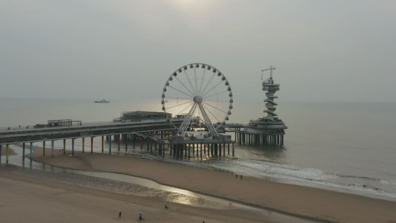 Pier view of Scheveningen seaside town