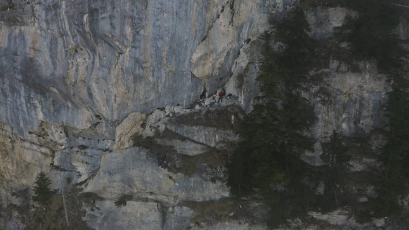 Aerial View of Rock Climbers in Hohenems, Austria