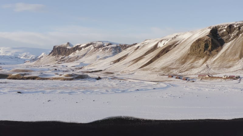 The Black Sand Beach and Incredible Landscape of Iceland Seen From The Air