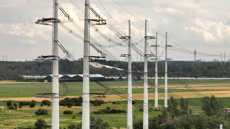 Overhead View of Power Lines in Heemskerk, Netherlands