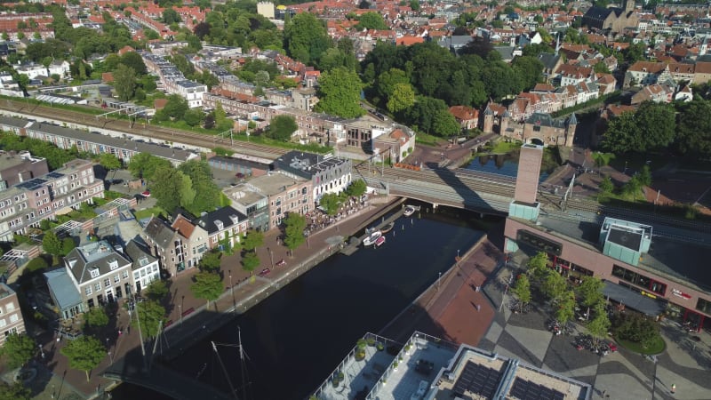 The Koppelpoort, Eemplein, and Canal Eem in Amersfoort, Utrecht province, the Netherlands.