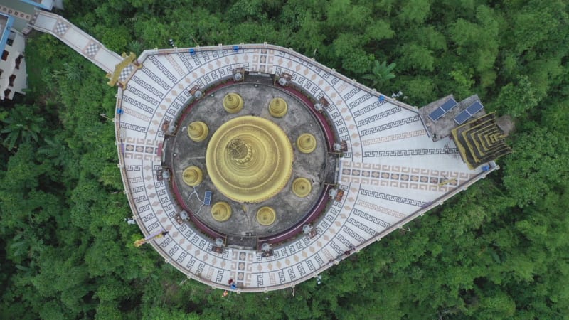 Aerial view of Bandarban temple, Chittagong province, Bangladesh.