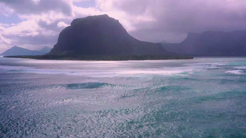 Aerial view of Le Morne Brabant, Mauritius.