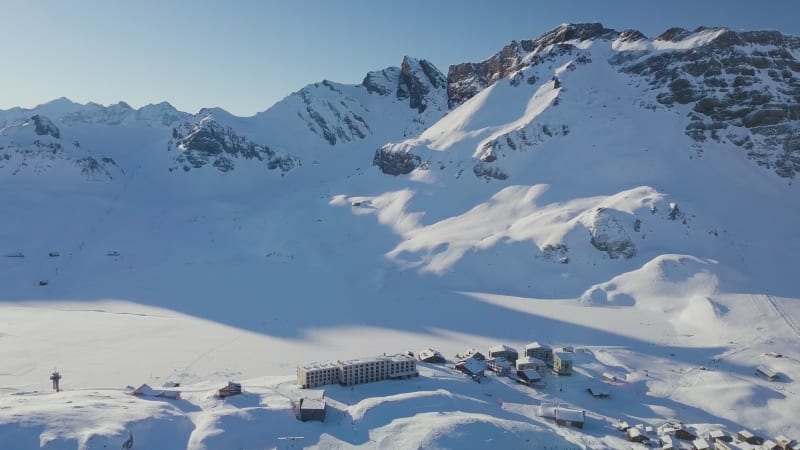 Aerial View of Swiss Ski Resort in Obwalden.