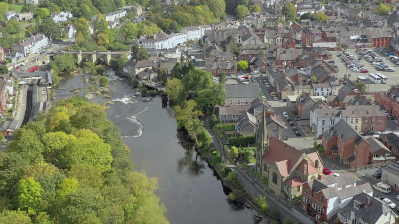 Old Church and River in Llangollen Wales