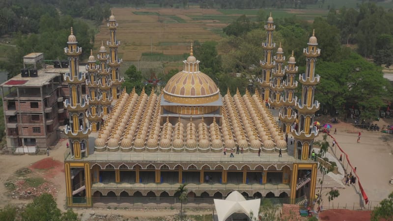 Aerial view of Gombuj Masjid mosque, Dhaka state, Bangladesh.