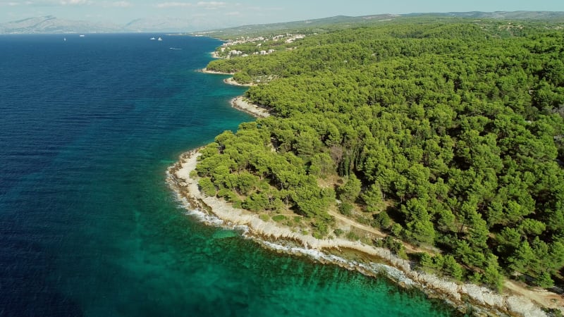 Aerial view of rocky coastline in the Adriatic.