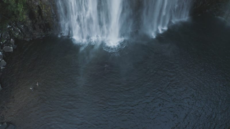 Aerial View of river falls in the forest in Thaba Chweu NU, South Africa.