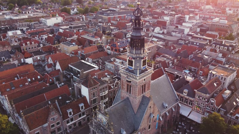 Tower of the Waag in Alkmaar City, North Holland Province, The Netherlands.