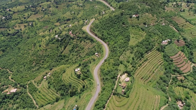 Aerial view of the main road passing through Makueni