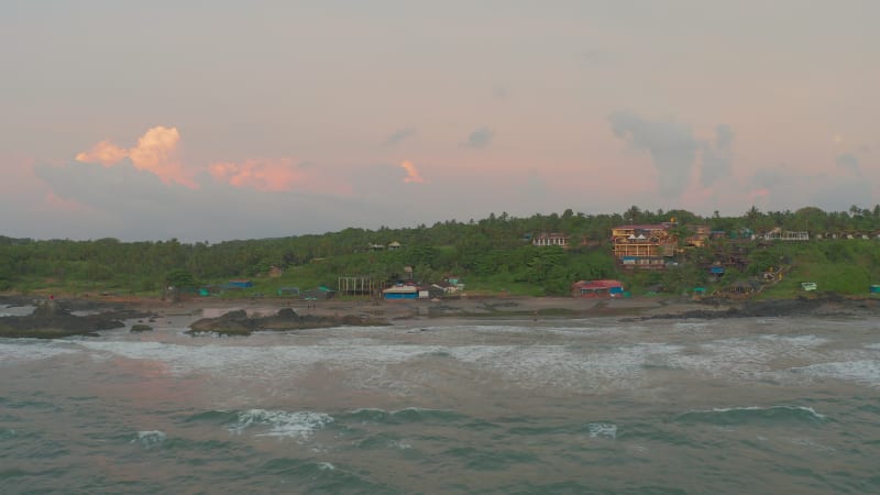 Aerial view of beach and sea.