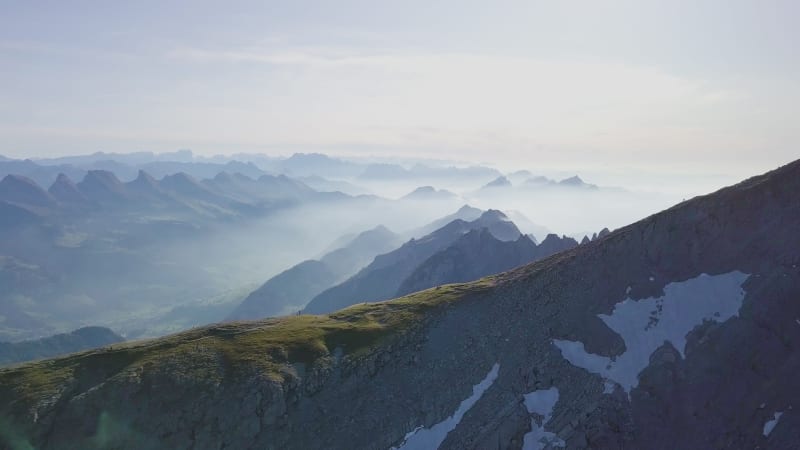 Aerial View of Swiss Mountains in Appenzell.