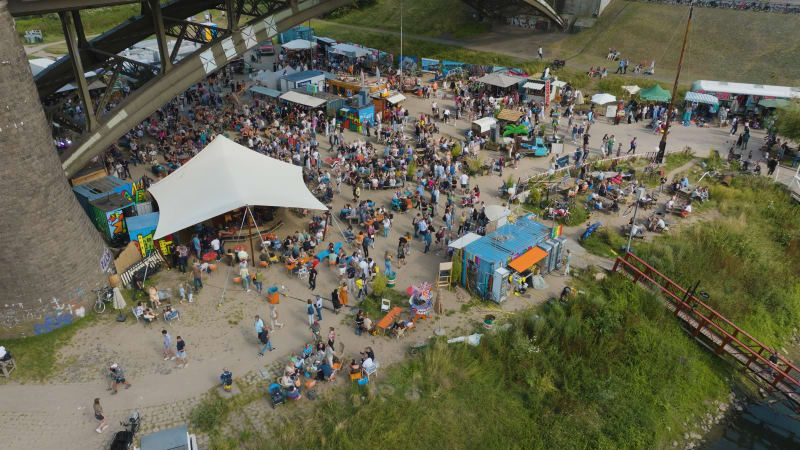 Aerial shot of festival terrein at the Four Days Marches of Nijmegen