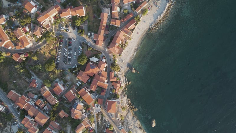 Aerial view of Pomonte, Elba Island, Tuscany, Italy.