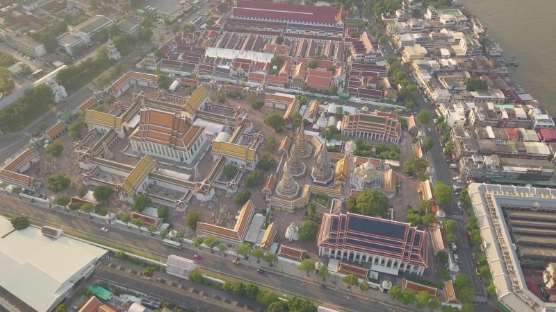 Aerial view of Reclining Buddha, Phra Nakhon, Bangkok