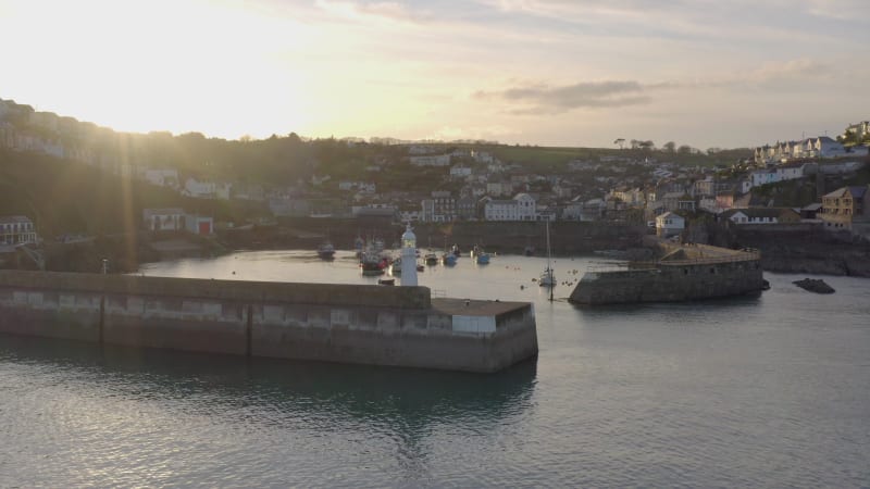 Mevagissey Harbour at Sunset in Cornwall UK