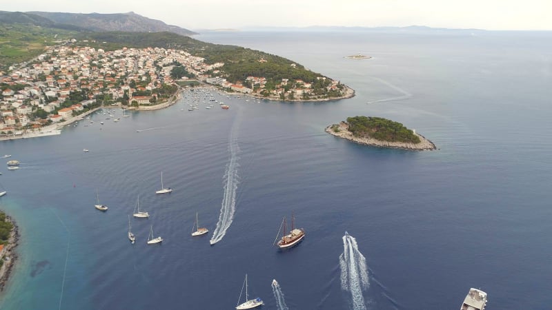 Port of Hvar in Croatia Aerial View