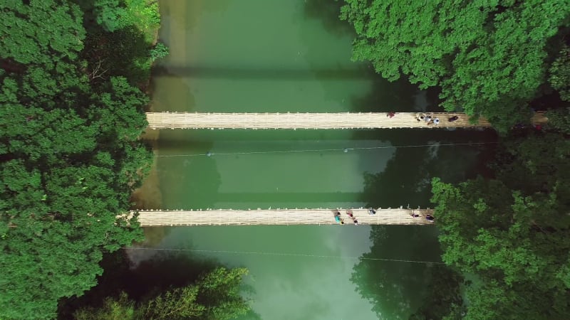 Aerial view of Sipatan Twin Hanging Bridge, Loboc.