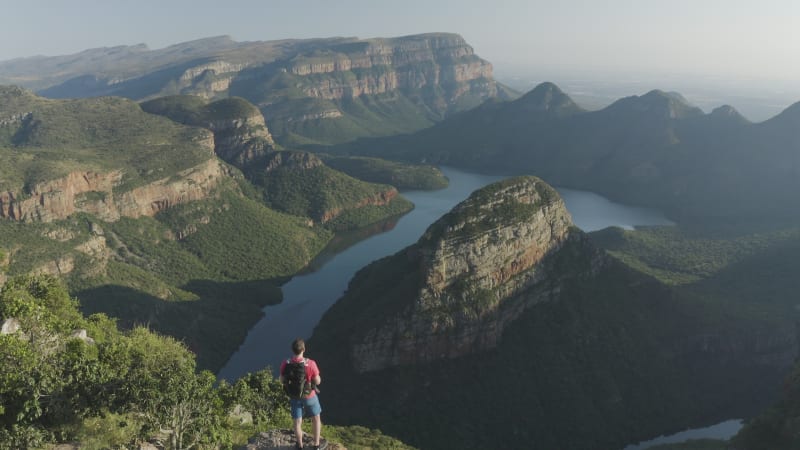 Aerial View of a person watching Blyde River Canyon Nature Reserve South Africa.