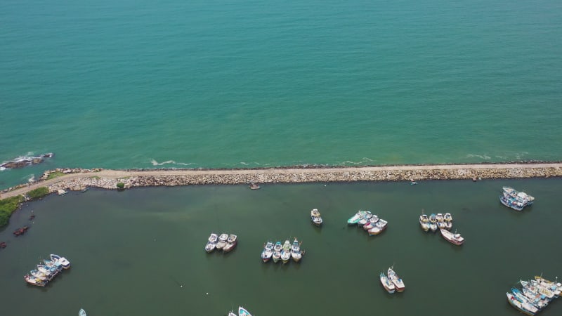 Aerial view of Beruwala Fishery Harbour, Sri Lanka.