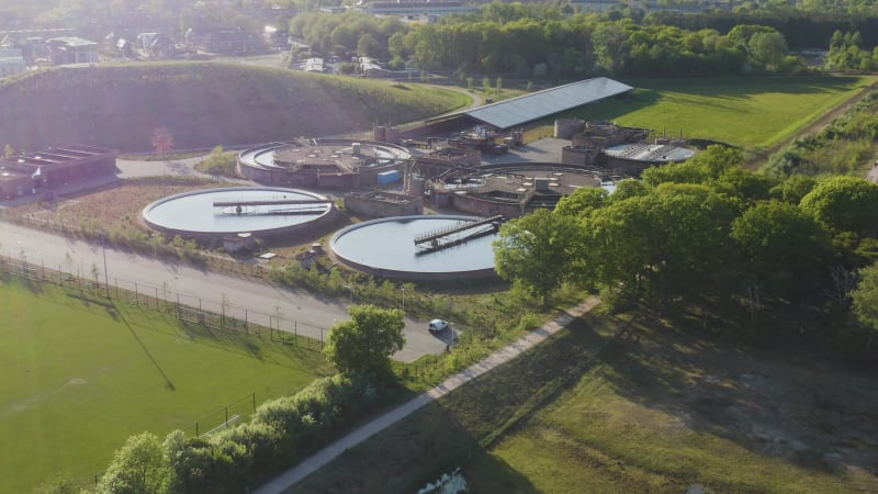 Aerial view of a water treatment facility